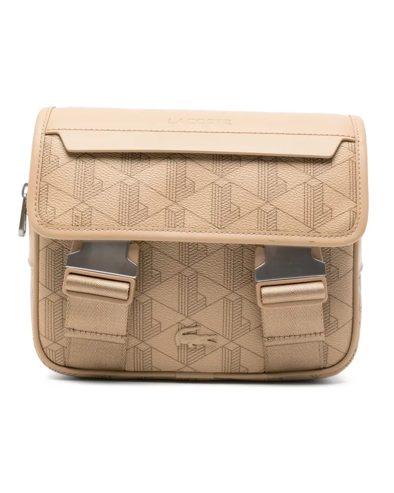 Lacoste Viennois monogram-print buckle-fastening messenger bag - Nude Nude