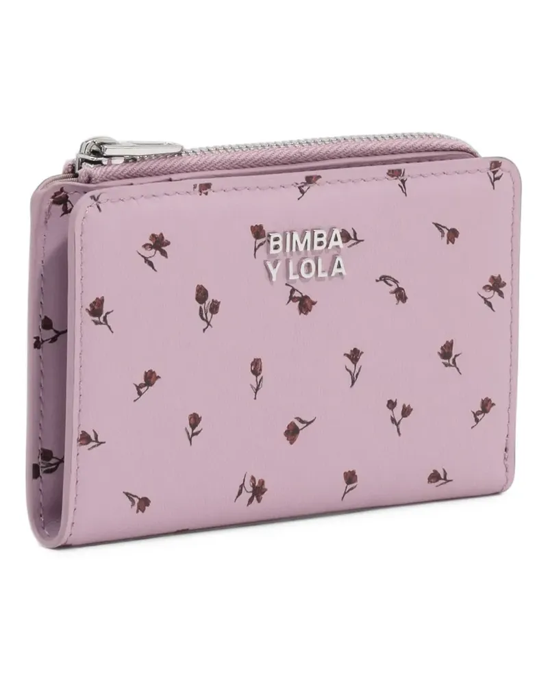 BIMBA Y LOLA Kompaktes Mini Tulip Portemonnaie aus mauvefarbenem Leder - Rosa Rosa