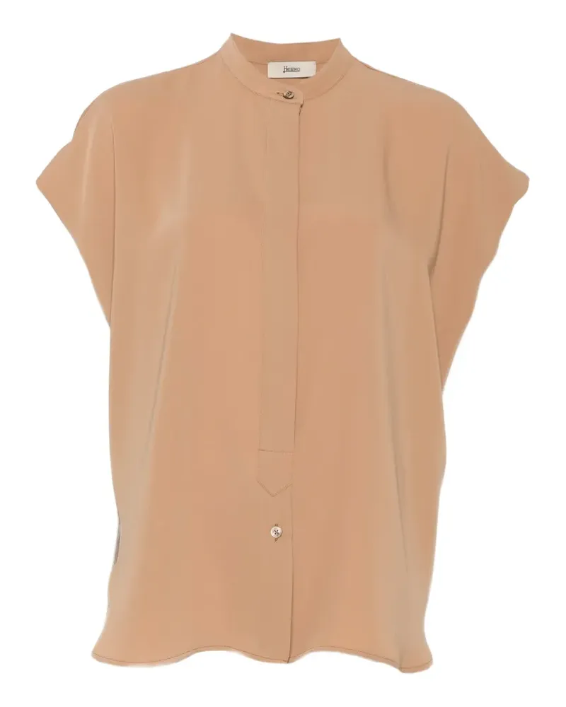 Herno band-collar cap-sleeve blouse - Braun Braun