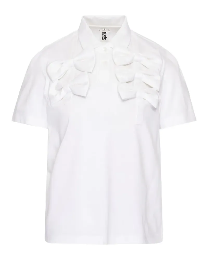 Noir Kei Ninomiya bow-embellished polo shirt - Weiß Weiß