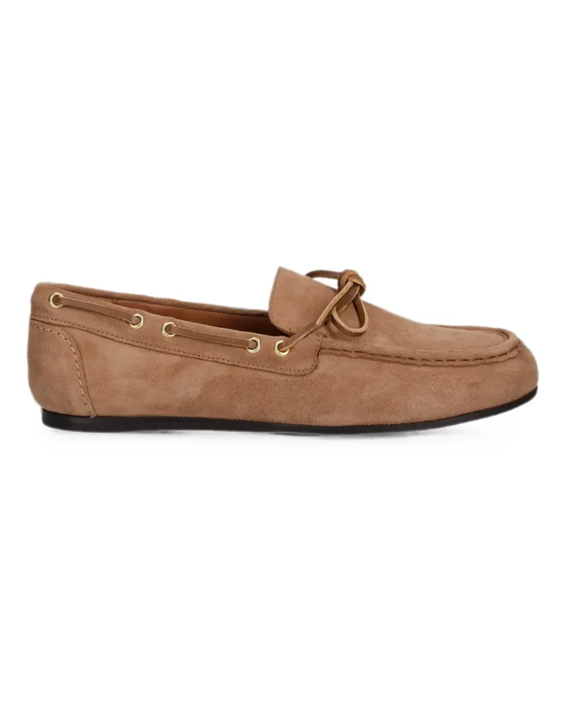 Billi Bi bow-detail suede loafers - Nude Nude