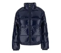 Gesteppte Jacke mit Logo-Patch - Blau