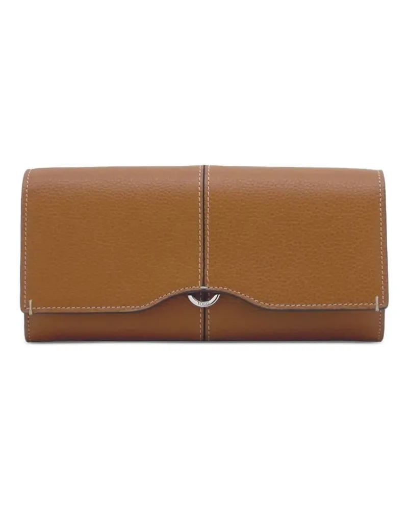 TOD'S logo-plaque pebbled-leather wallet - Braun Braun
