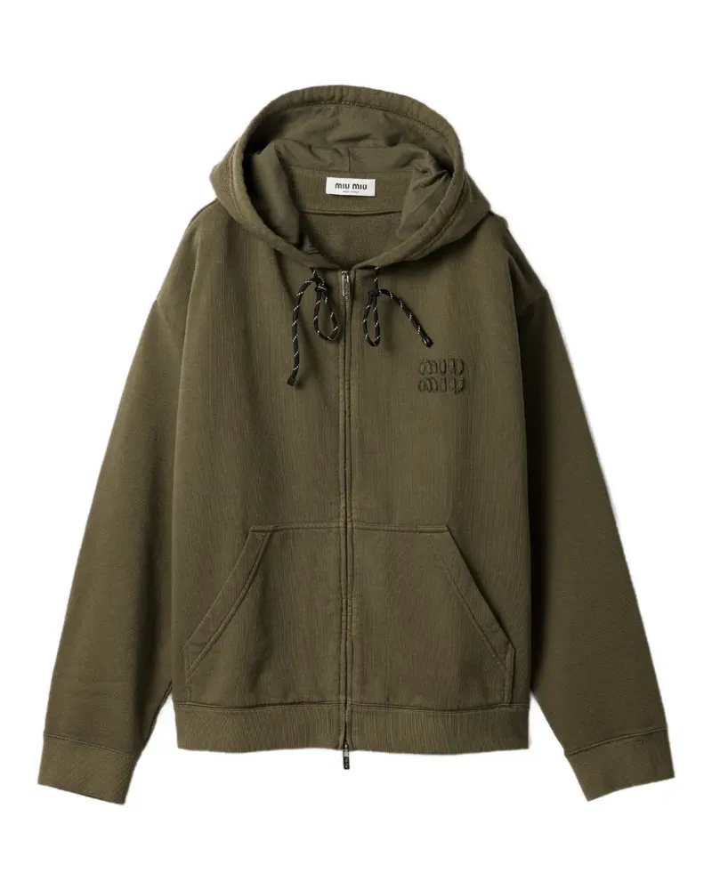 Miu Miu logo-embroidered hoodie - Grün Grün