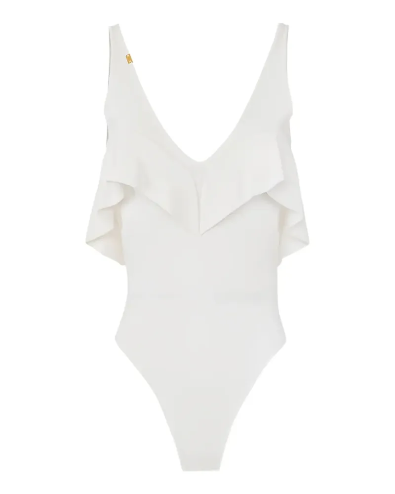 Elisabetta Franchi V-neck flounce bodysuit - Weiß Weiß