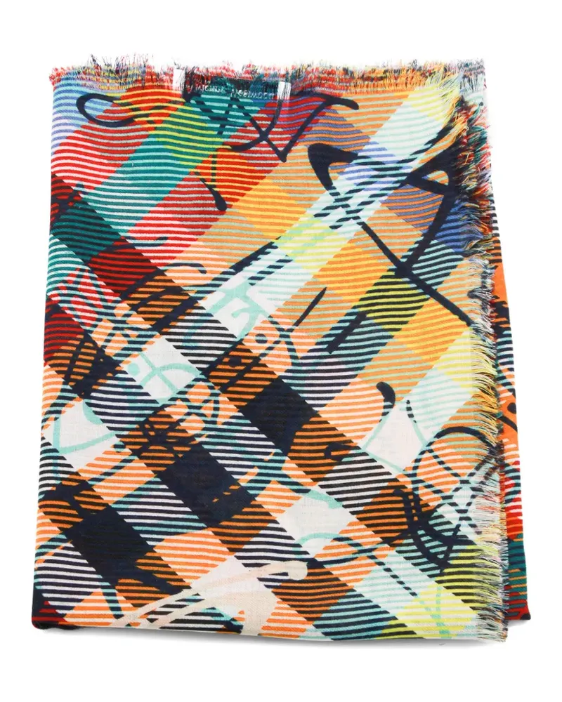 Vivienne Westwood plaid fringed scarf - Orange Orange
