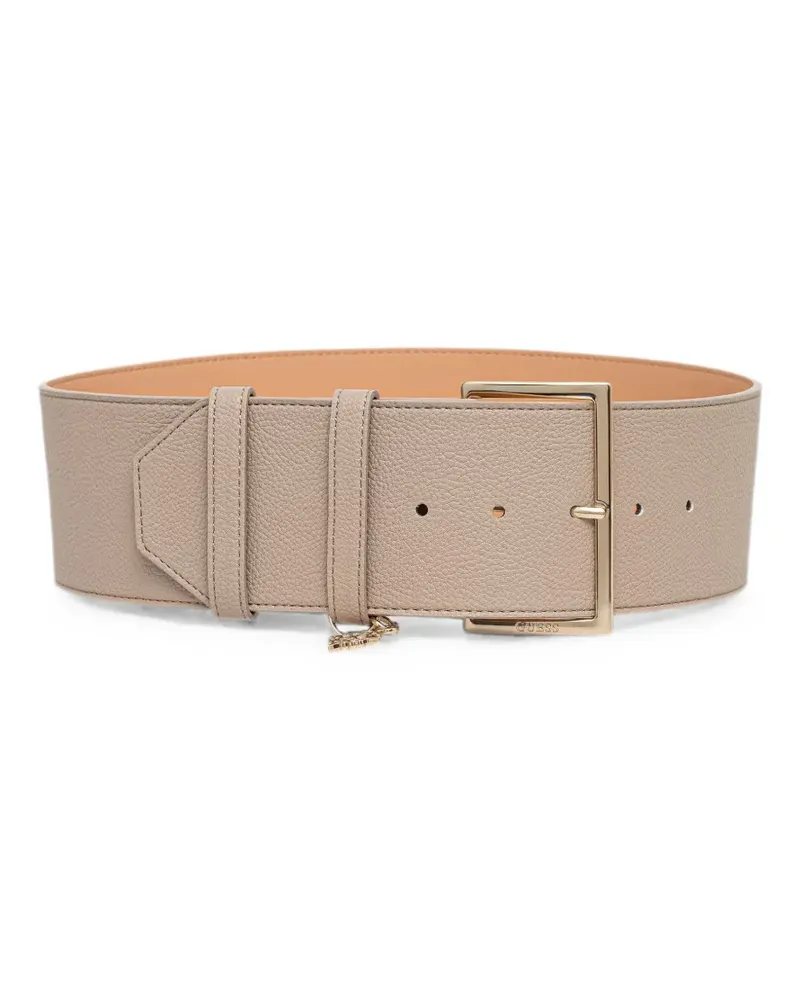 Guess Danya logo-charm pebbled-effect belt - Nude Nude