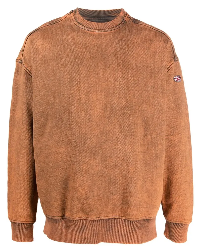 Diesel Acid-Wash-Pullover mit Logo-Patch - Orange Orange