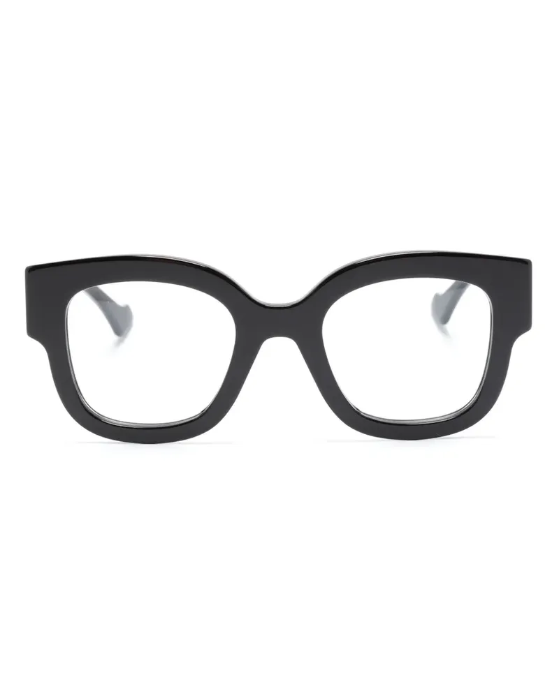 Gucci Runde Double G Brille - Schwarz Schwarz