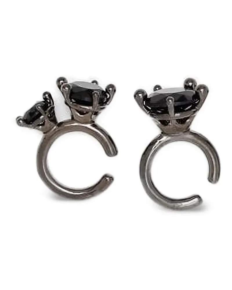 PANCONESI Ohrring-Manschetten-Set mit Ringdetail - Schwarz Schwarz