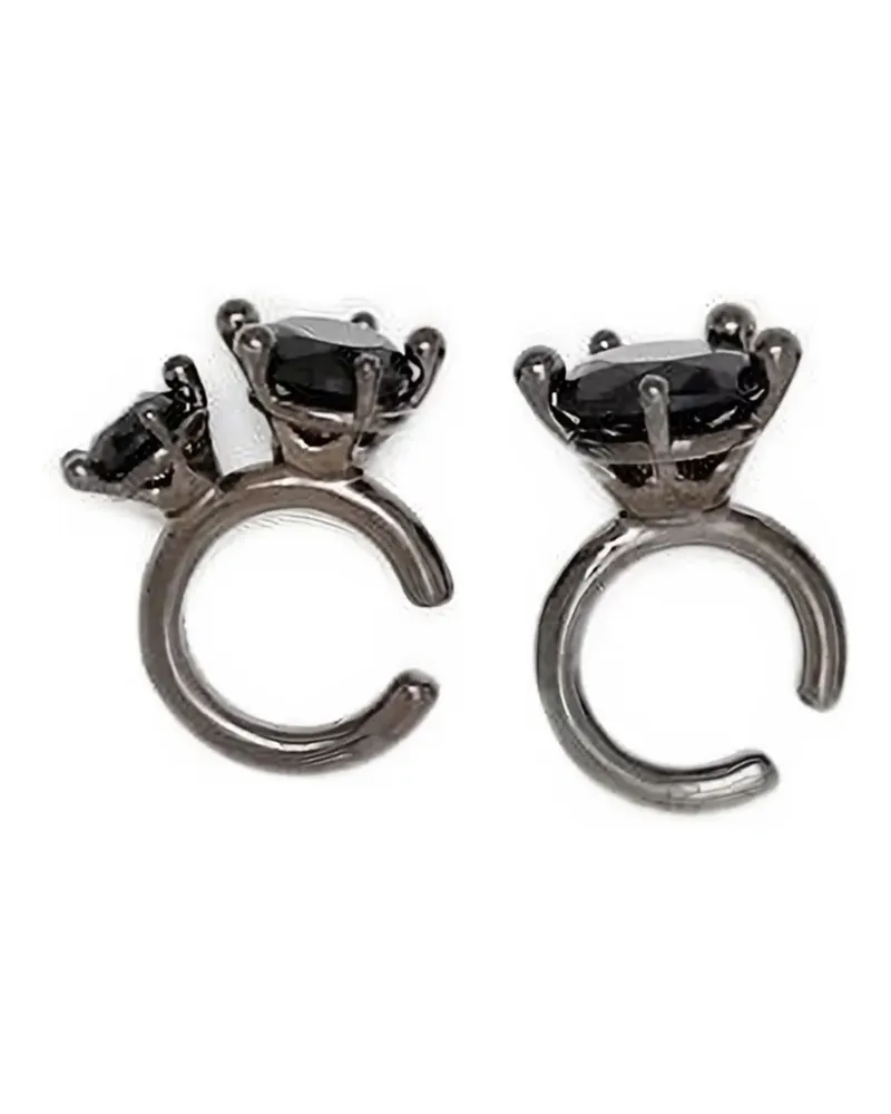 PANCONESI Ohrring-Manschetten-Set mit Ringdetail - Schwarz Schwarz