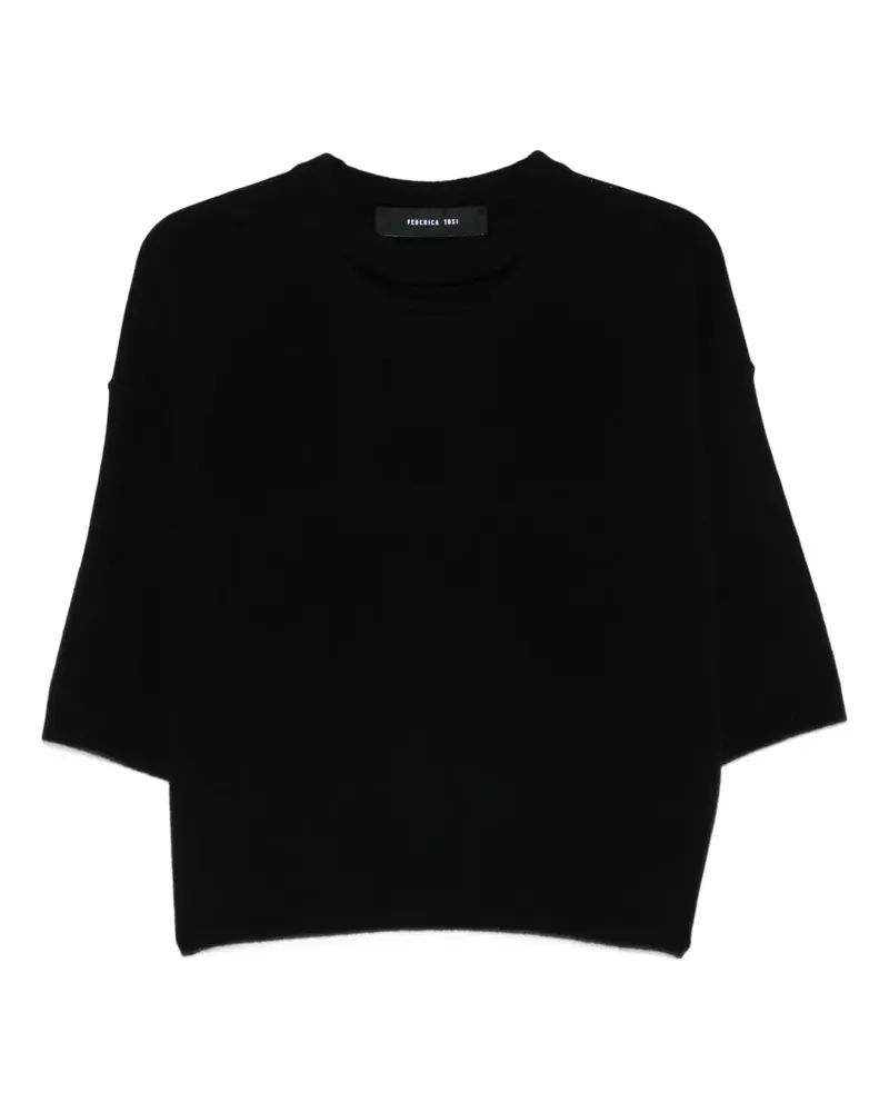 Federica Tosi Kurzärmeliger Cropped-Pullover - Schwarz Schwarz