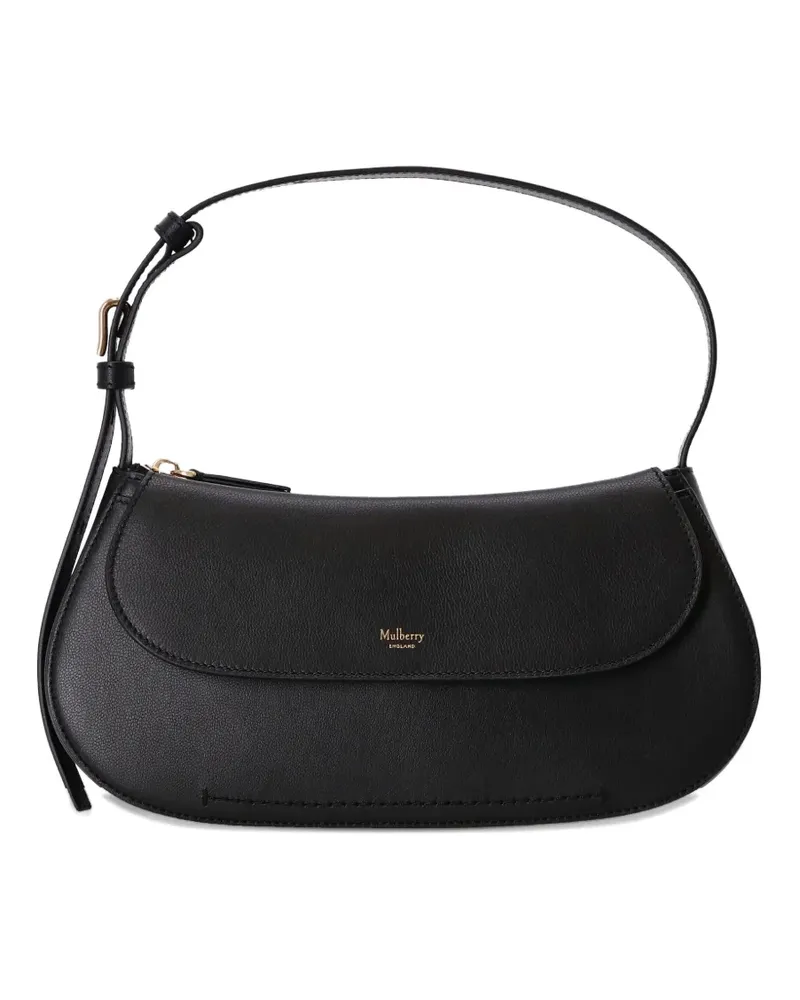 Mulberry Clovelly Schultertasche mit gebogenem Reißverschluss - Schwarz Schwarz
