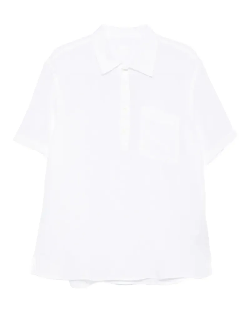 120% Lino Poloshirt mit Brusttasche - Weiß Weiß