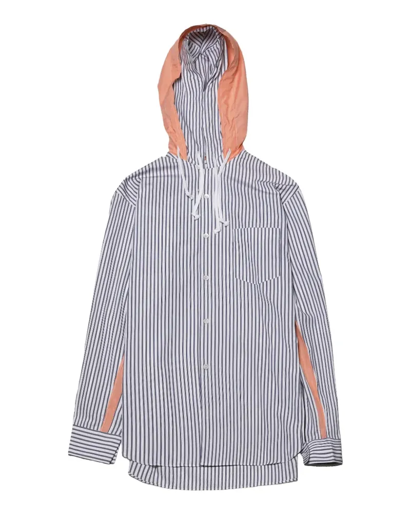Comme des Garçons Gestreiftes Hemd mit Kordelzug - Weiß Weiß