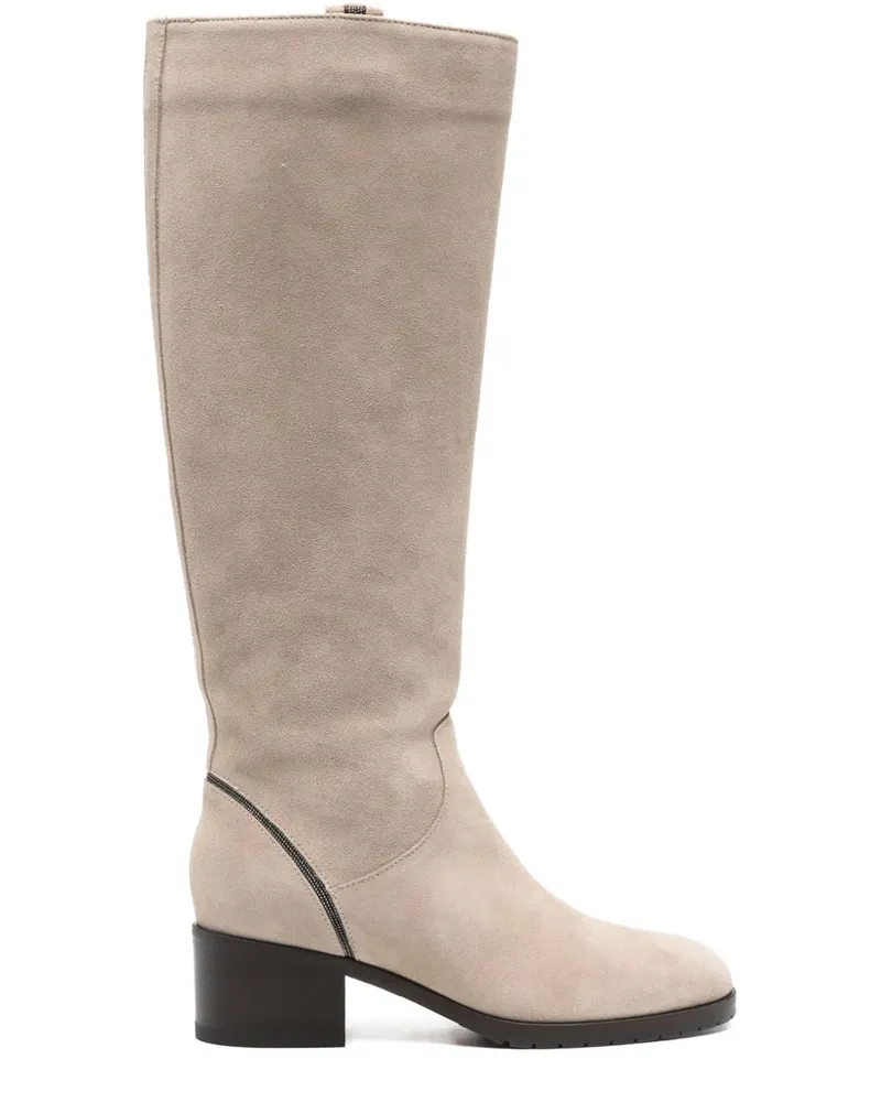 Doucal´s calf suede 50mm boots - Nude Nude