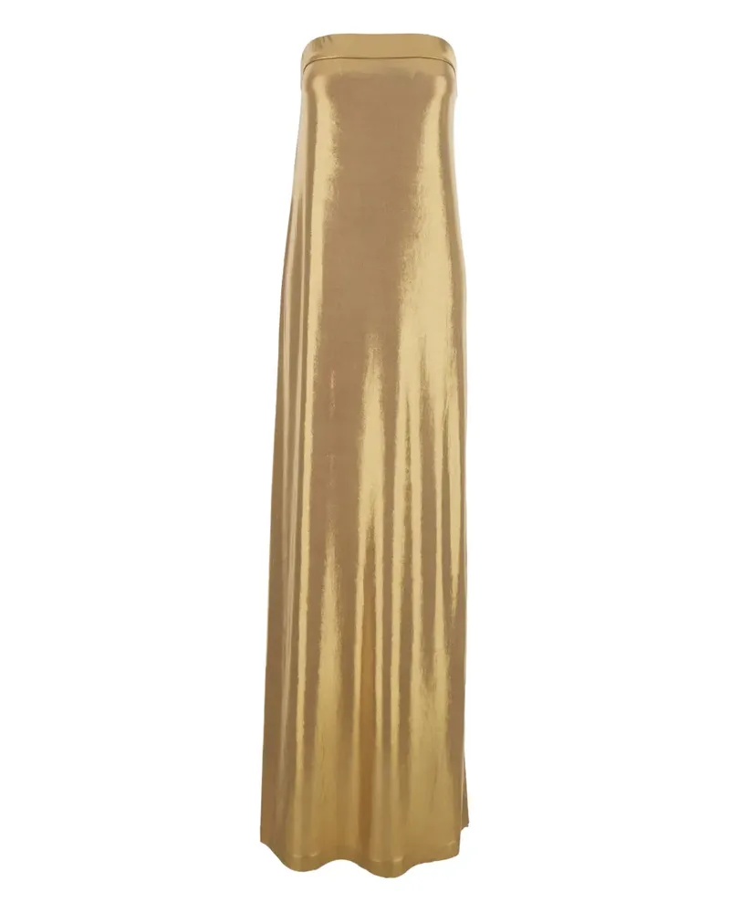 Norma Kamali Metallic-Abendkleid mit Seitenschlitz - Gold Gold