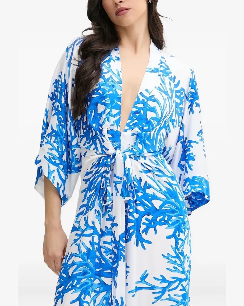 Melissa Odabash Eloise Gürtel-Kleid mit Korallen-Print - Blau Blau