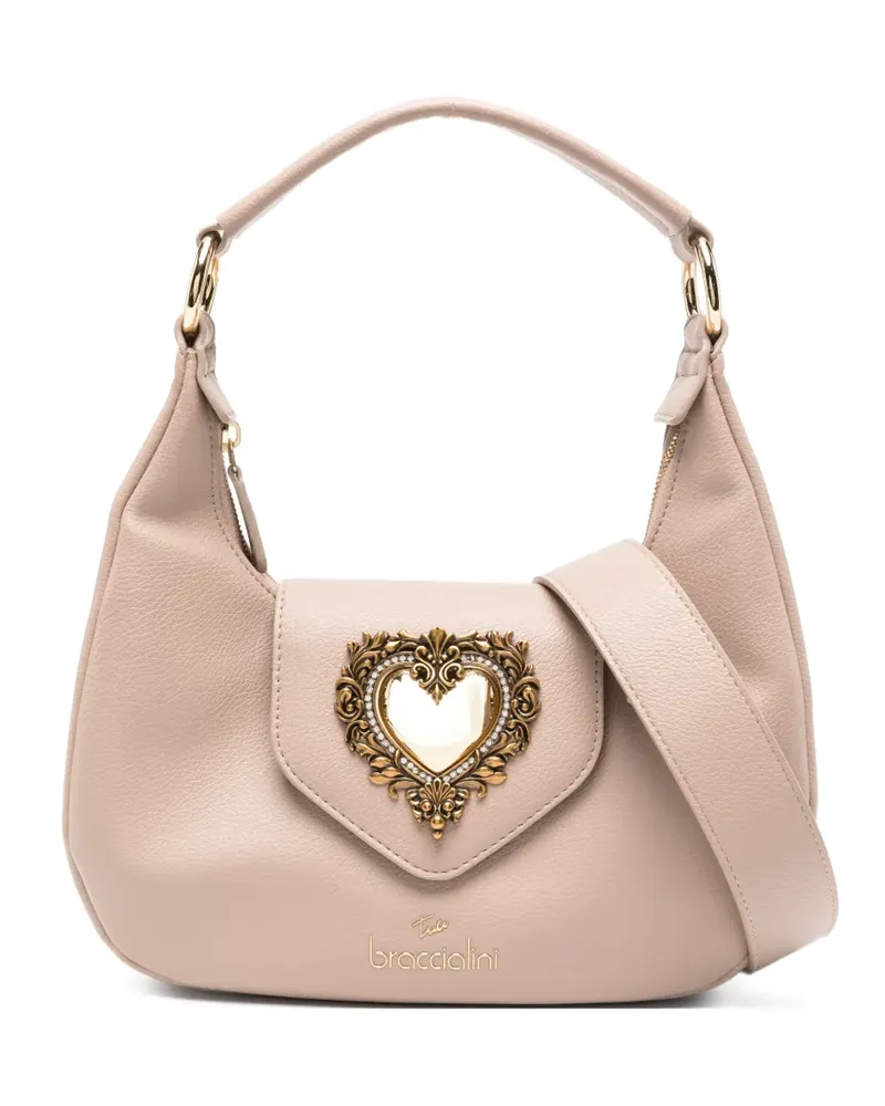 Braccialini Schultertasche mit Herzapplikation - Nude Nude