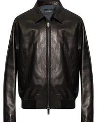 Emporio Armani Klassische Lederjacke Schwarz