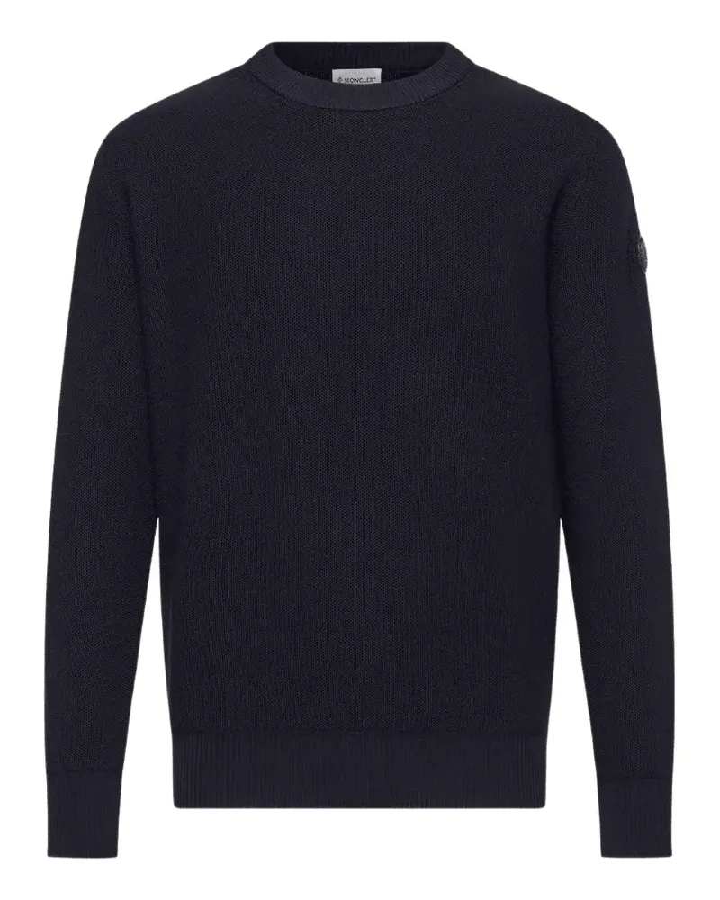 Moncler logo-patch waffle-knit sweater - Blau Blau