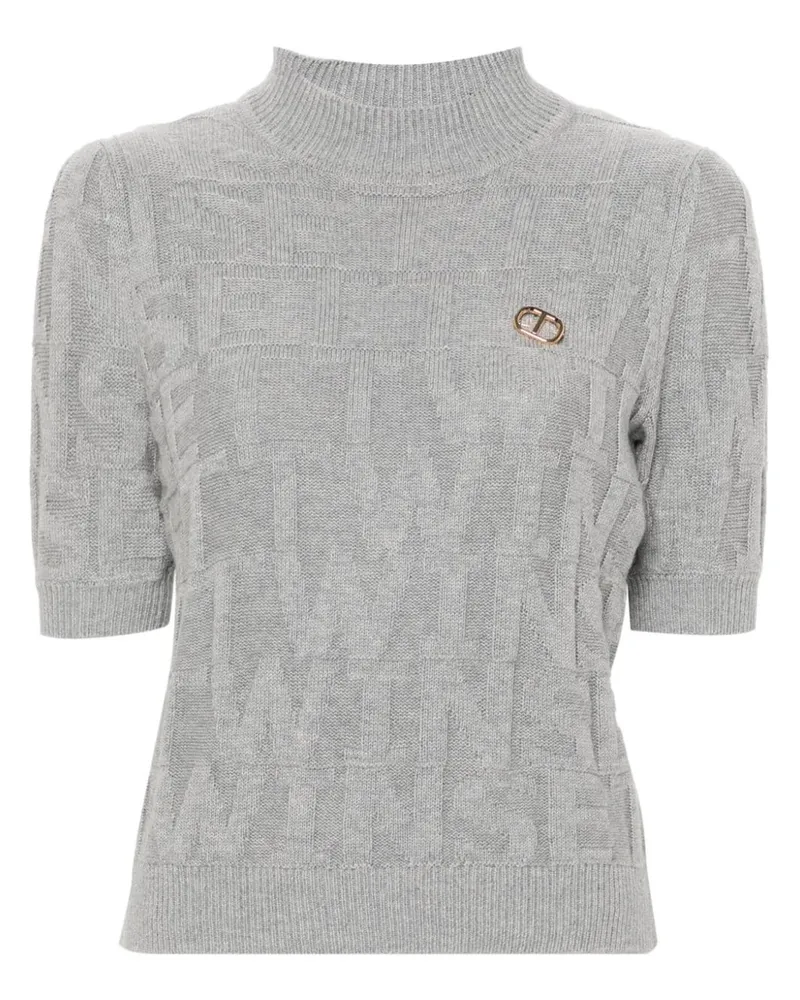 Twin-Set Intarsien-Pullover mit Logo - Grau Grau