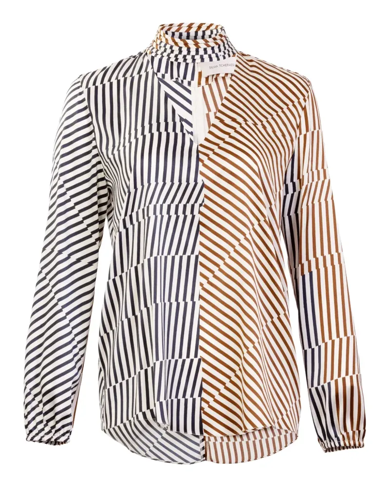 Silvia Tcherassi Jasper striped V-neck blouse - Braun Braun