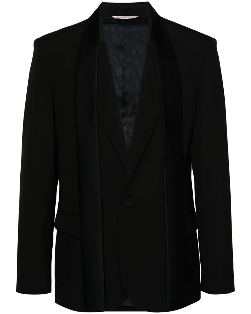 Valentino Garavani Wollsakko mit Schaldetail - Schwarz Schwarz