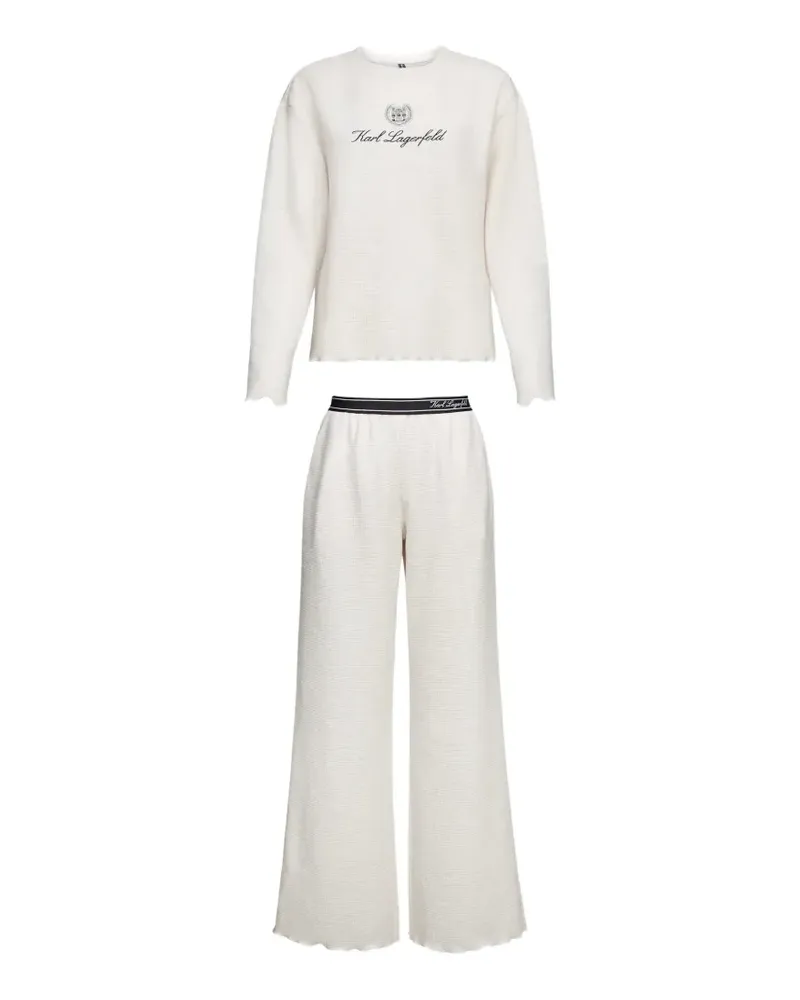 Karl Lagerfeld Waffelstrick-Pyjama mit Logo-Detail - Nude Nude