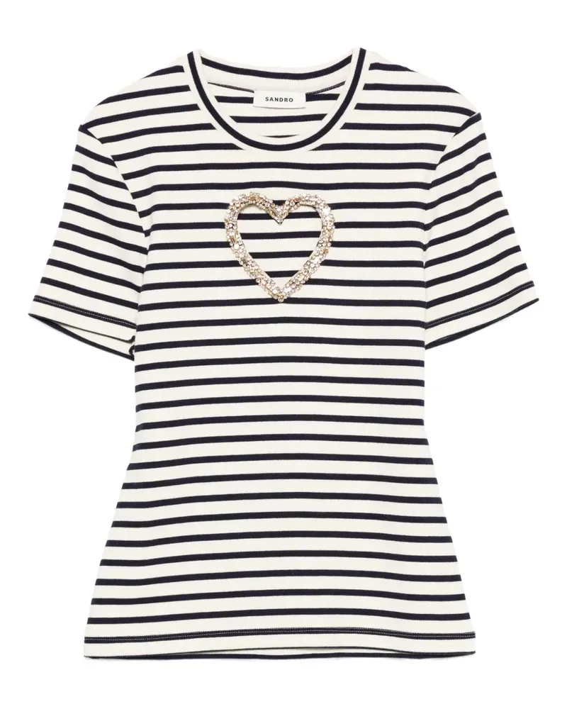 Sandro Gestreiftes T-Shirt - Nude Nude