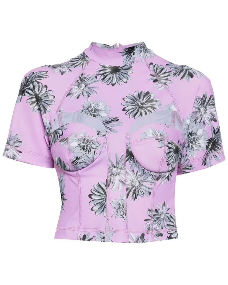 Natasha Zinko Top mit Blumen-Print Violett