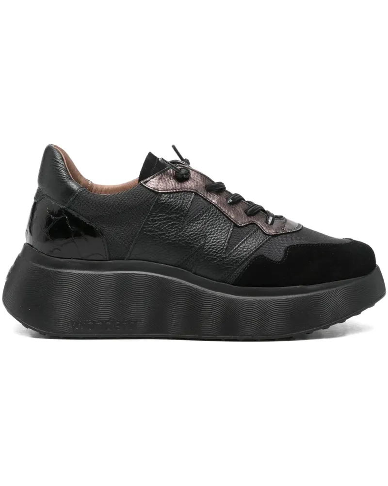 Wonders leather panelled platform sneakers - Schwarz Schwarz