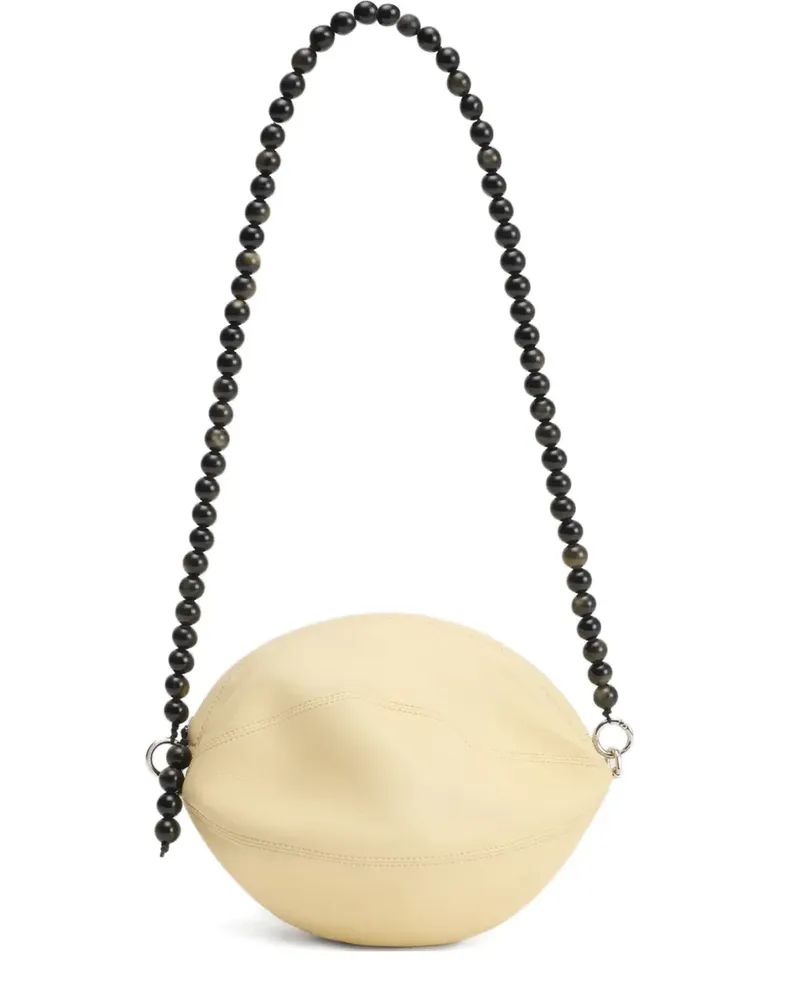 Christophe Lemaire Balloon Schultertasche mit Perlenriemen - Gelb Gelb