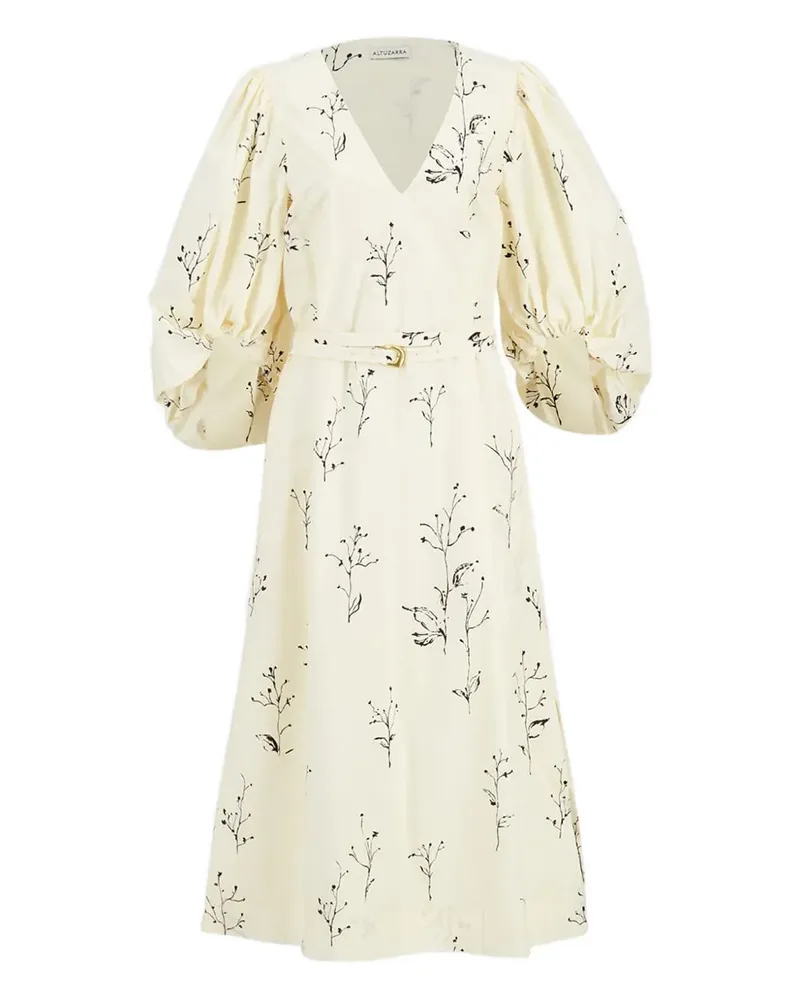 Altuzarra Midikleid mit Puffärmeln - Weiß Weiß