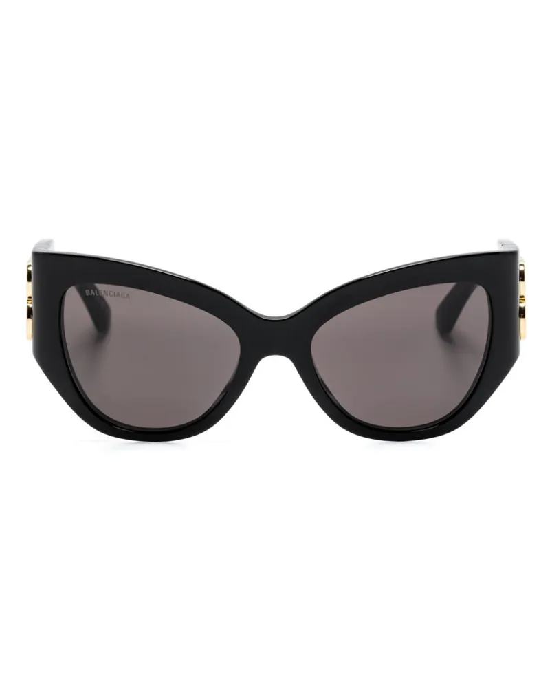 Balenciaga Cat-Eye-Sonnenbrille mit Logo-Schild - Schwarz Schwarz