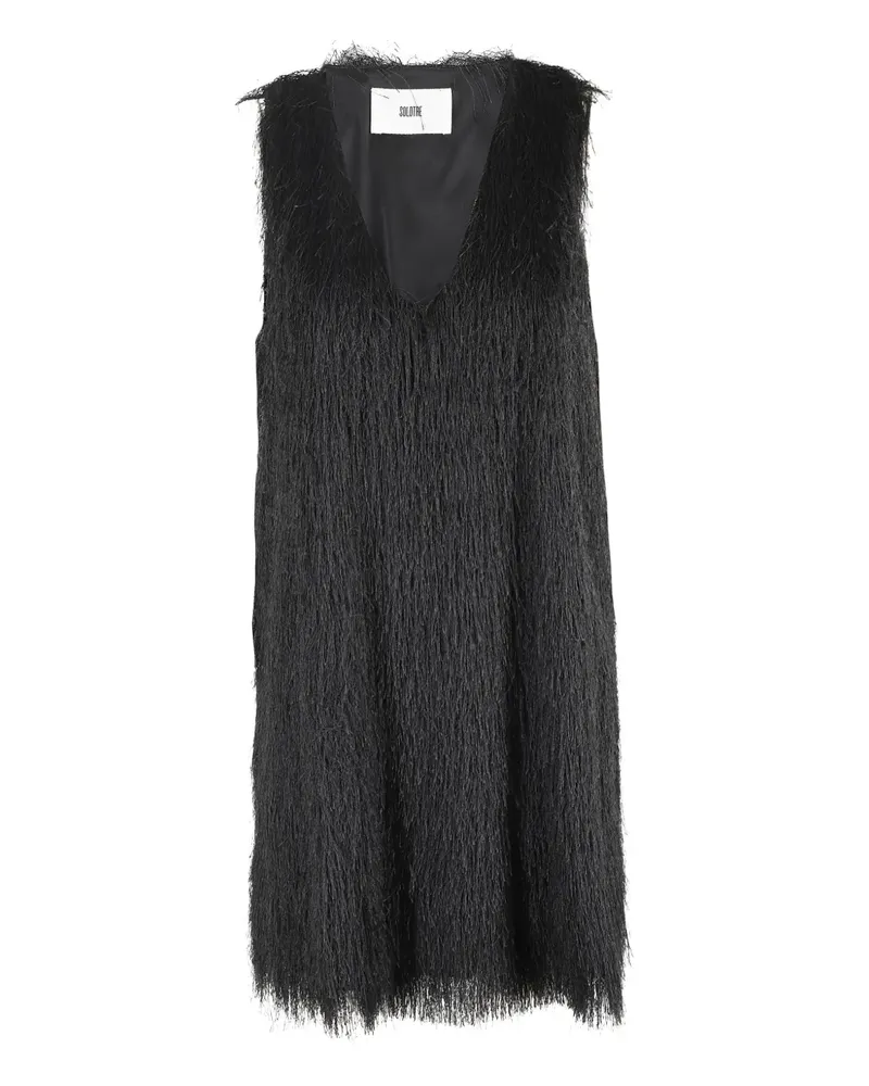 SOLOTRE fringed dress - Schwarz Schwarz