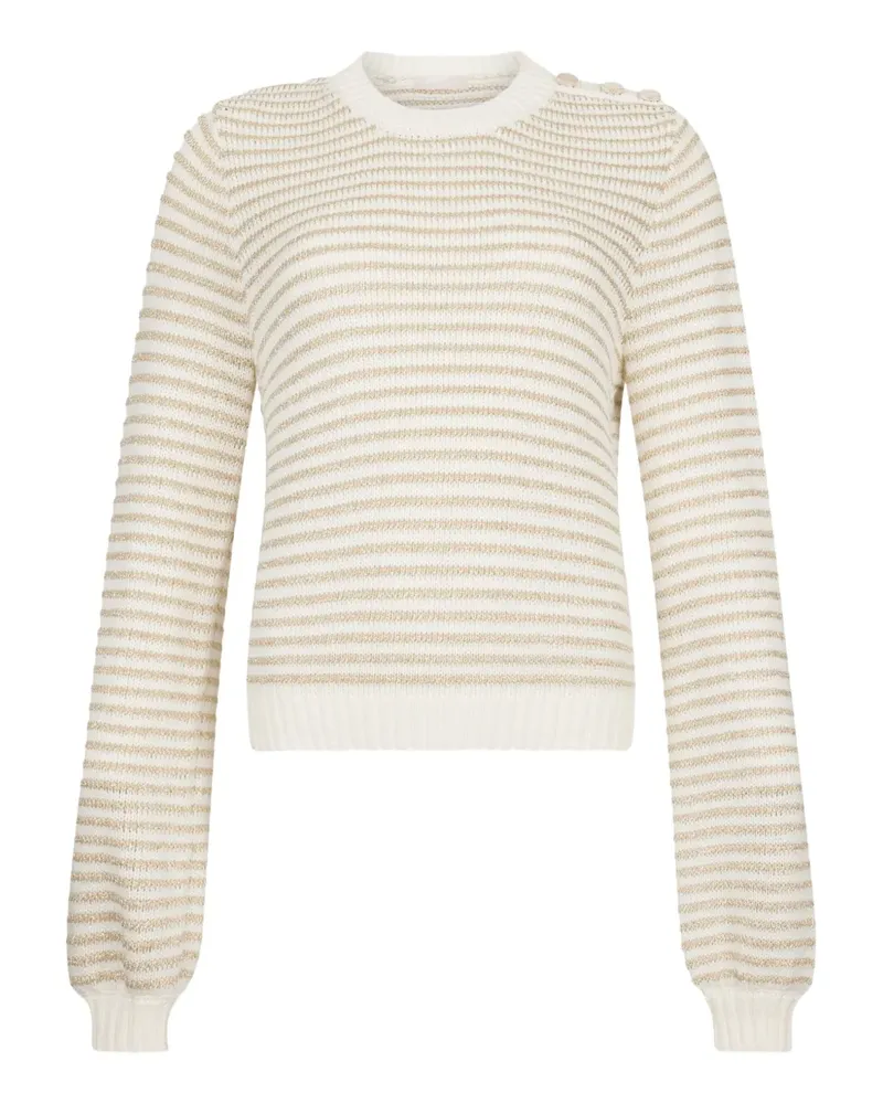 Liu Jo Gestreifter Pullover mit Knopfdetail - 04120 WHITE 04120