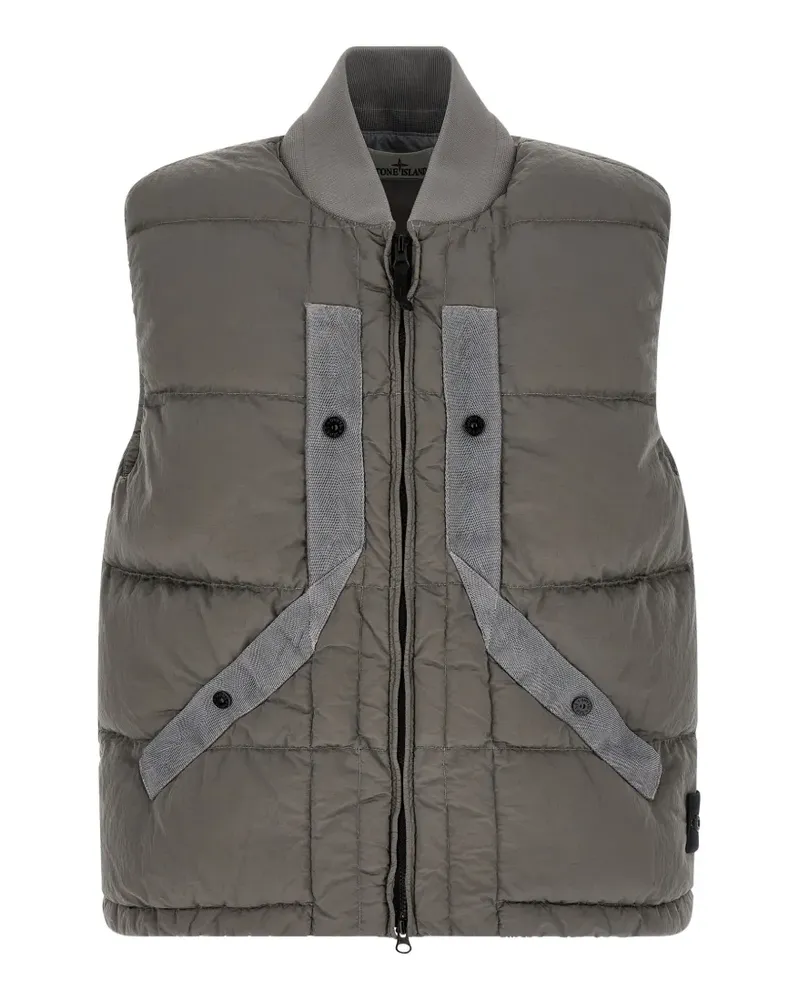 Stone Island Gesteppte Weste in Knitteroptik - Grau Grau