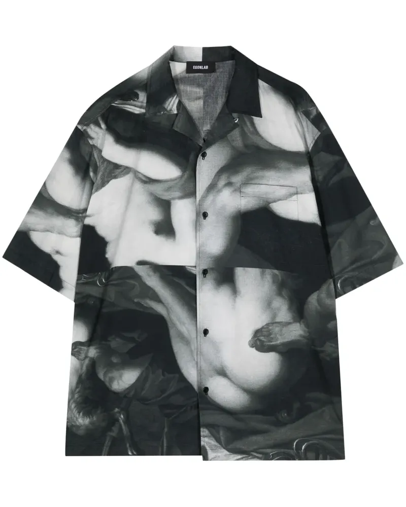 Egonlab Hemd mit grafischem Print - Schwarz Schwarz