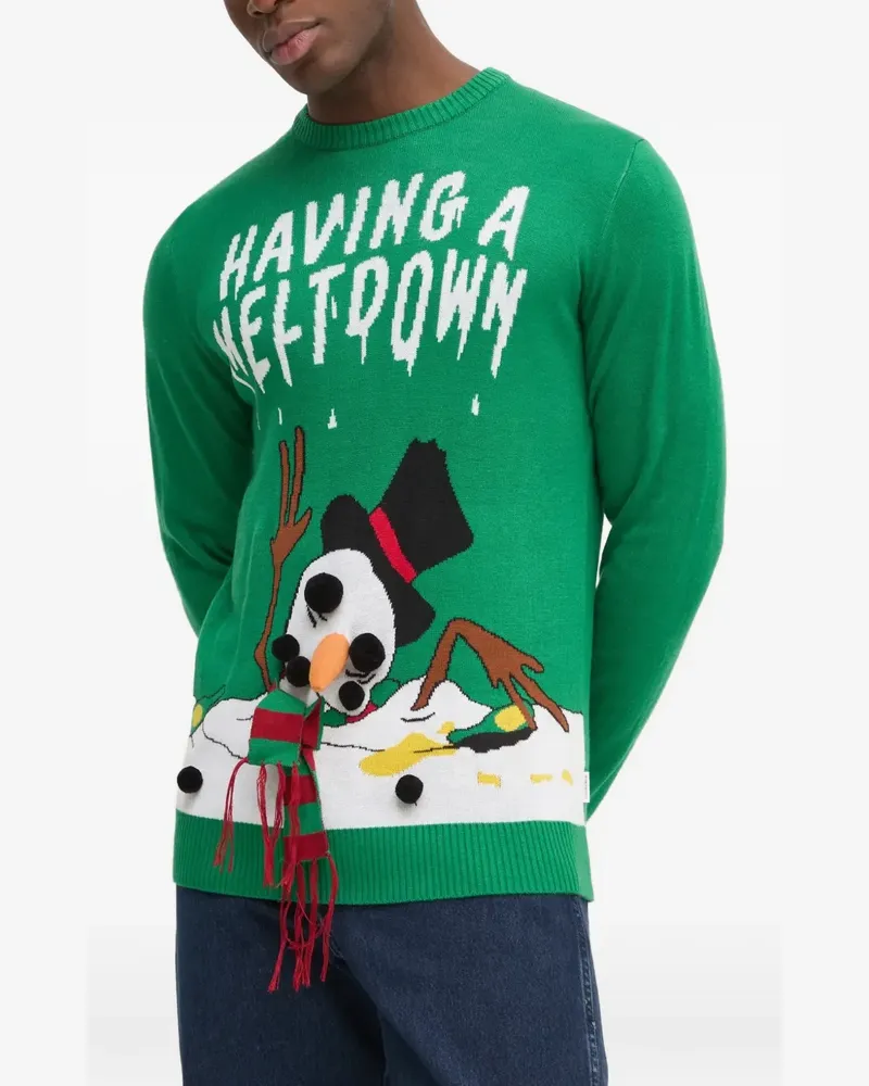 Lindbergh snowman-motif sweater - Grün Grün