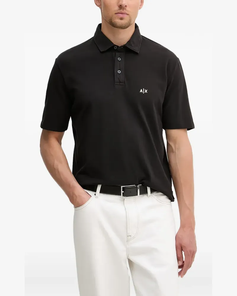 Armani Exchange Piqué-Poloshirt mit Logo-Stickerei - Blau Blau
