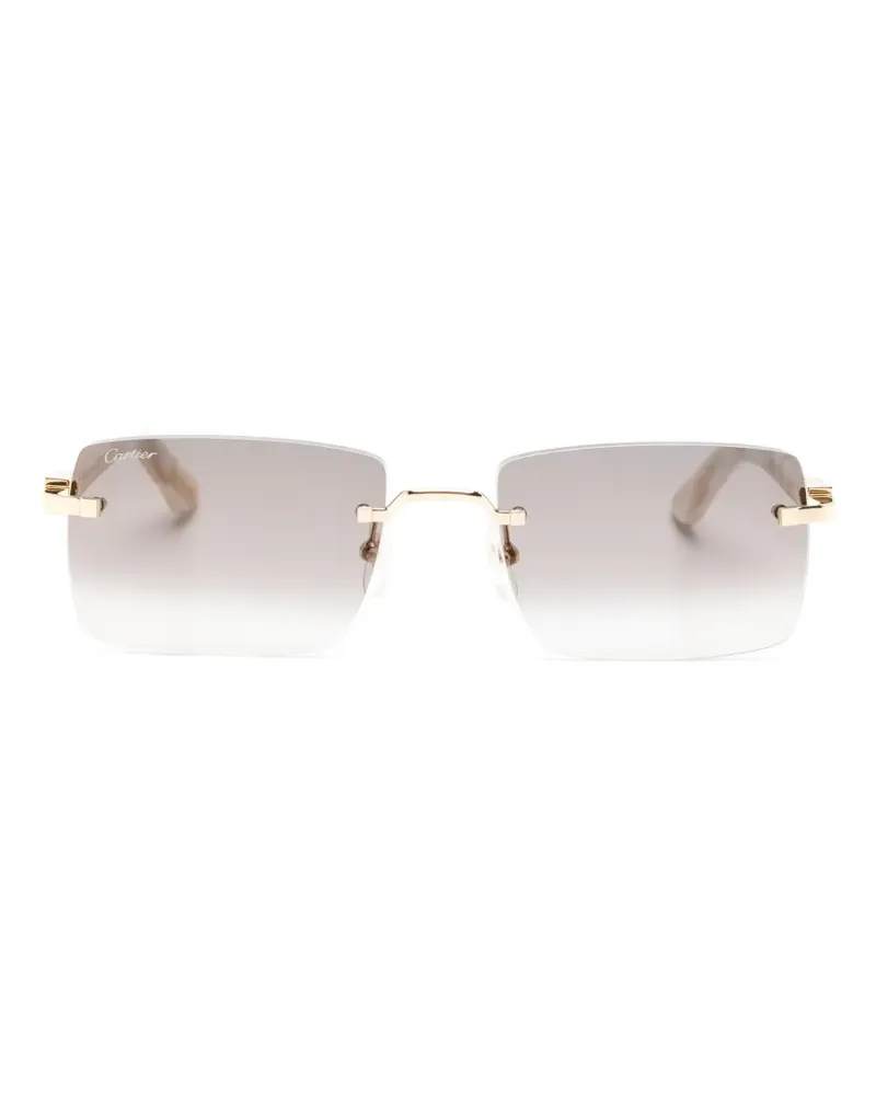 Cartier Rahmenlose Sonnenbrille mit eckigen Gläsern - Gold Gold