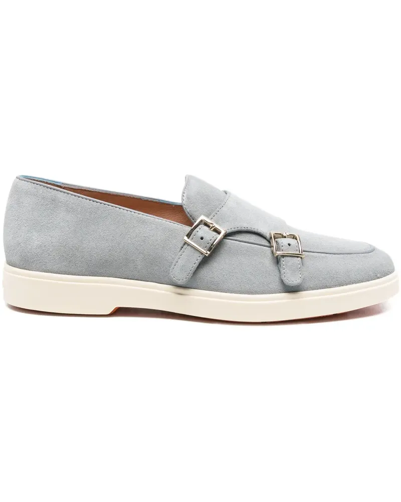 Santoni Loafer aus Wildleder mit Doppelschnalle - Blau Blau