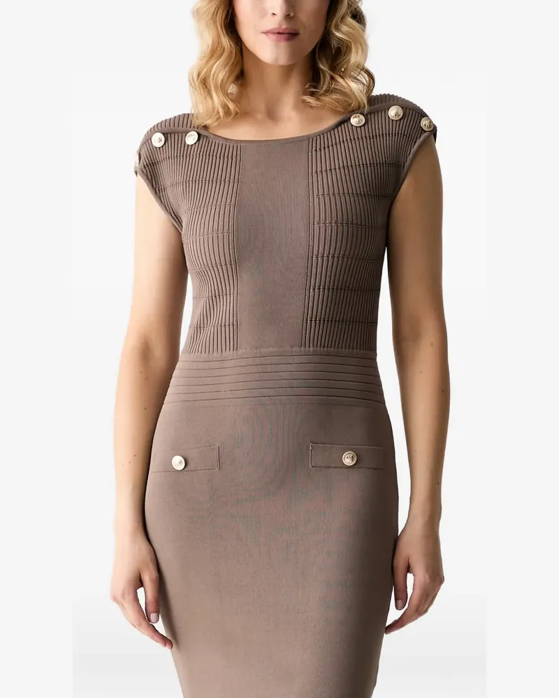 Guess Strickkleid mit Knopfdetail - Braun Braun