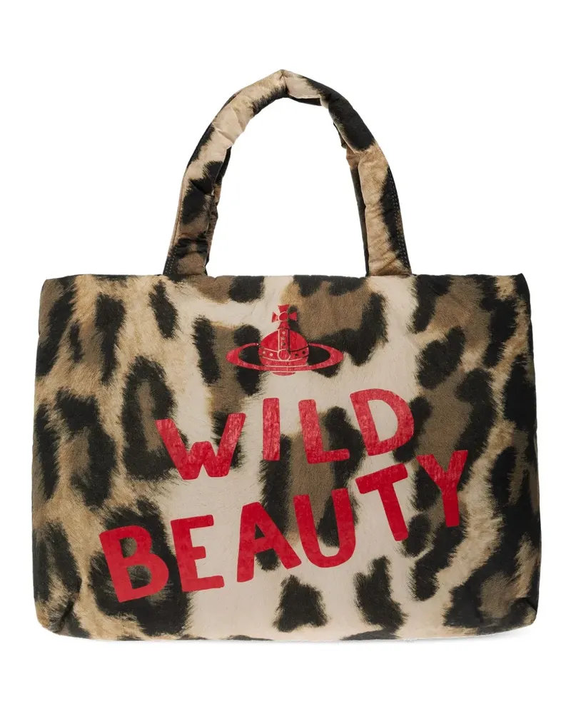 Vivienne Westwood Große Tote Bag mit Leoparden-Print - Nude Nude
