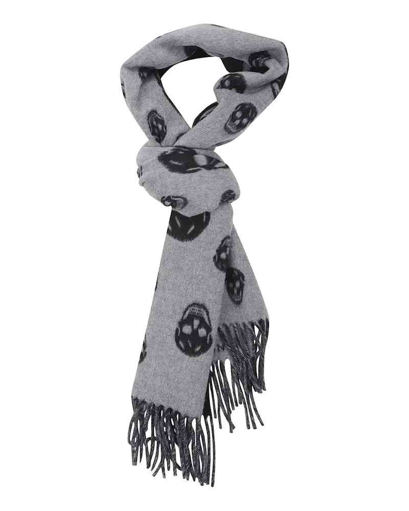 Alexander McQueen Fransenschal mit Totenkopf-Muster - Grau Grau