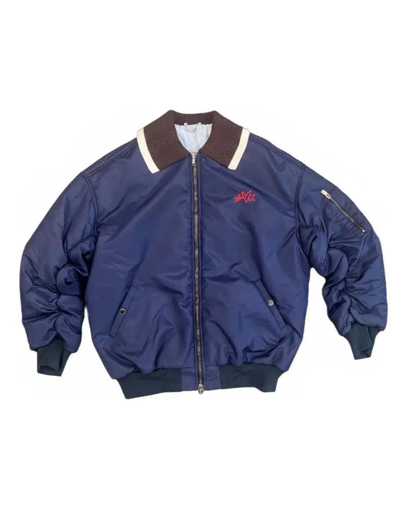 Charles Jeffrey Loverboy Wattierte Bomberjacke mit gestricktem Kragen - Blau Blau
