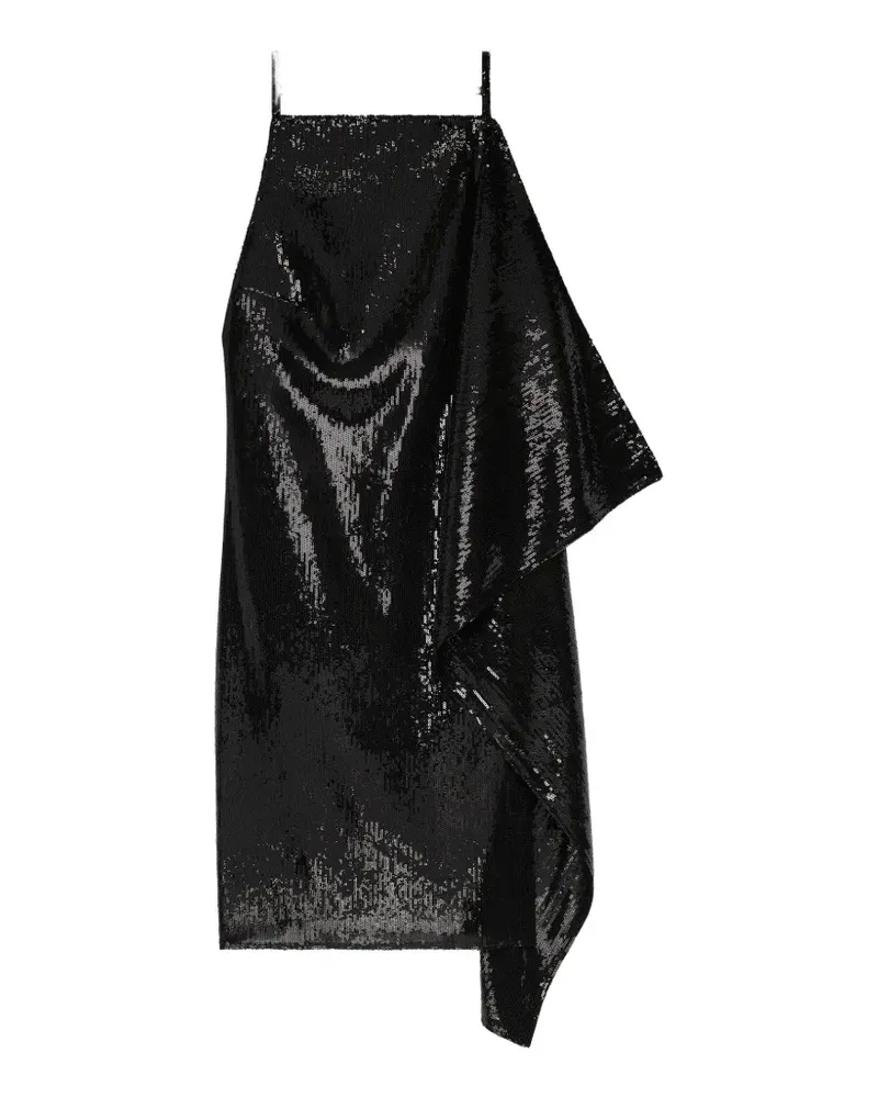 Courrèges Midikleid mit Pailletten - Schwarz Schwarz