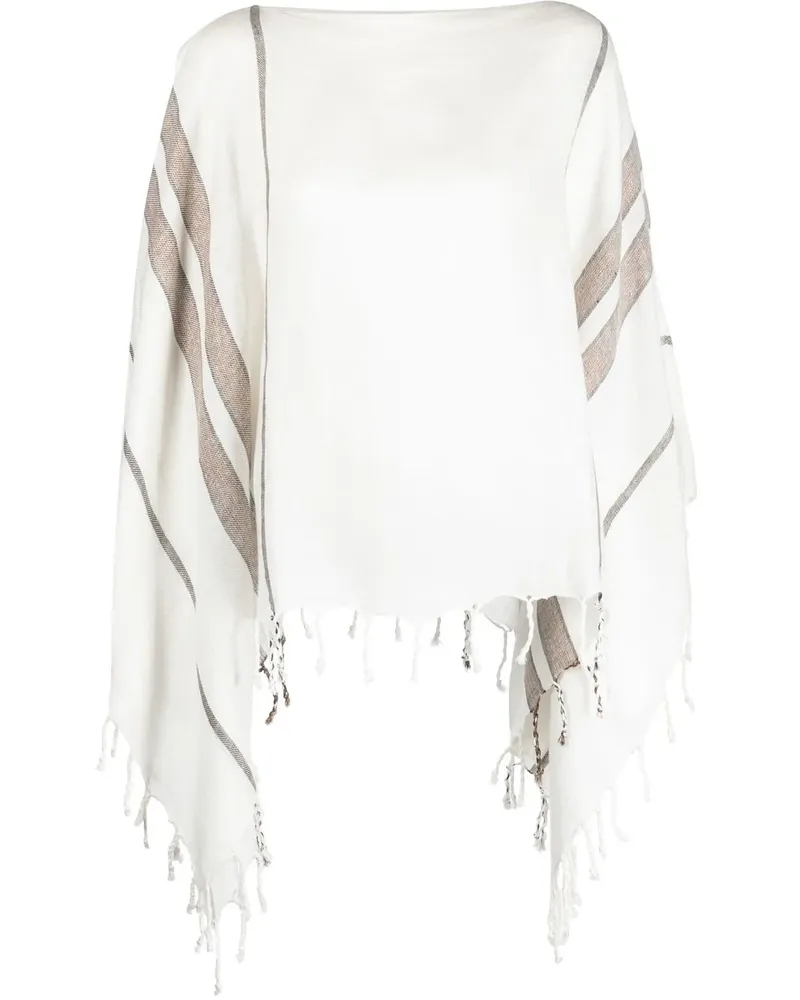 Brunello Cucinelli Gestreifter Poncho - Weiß Weiß
