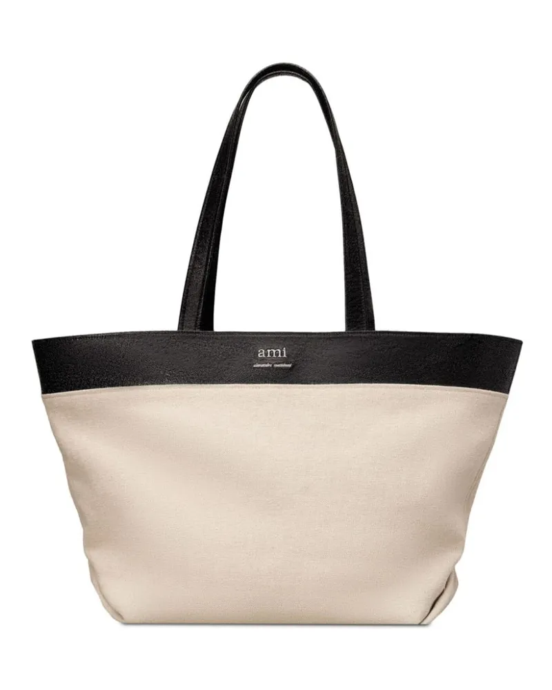 AMI Paris Handtasche mit Logo-Schild - Nude Nude